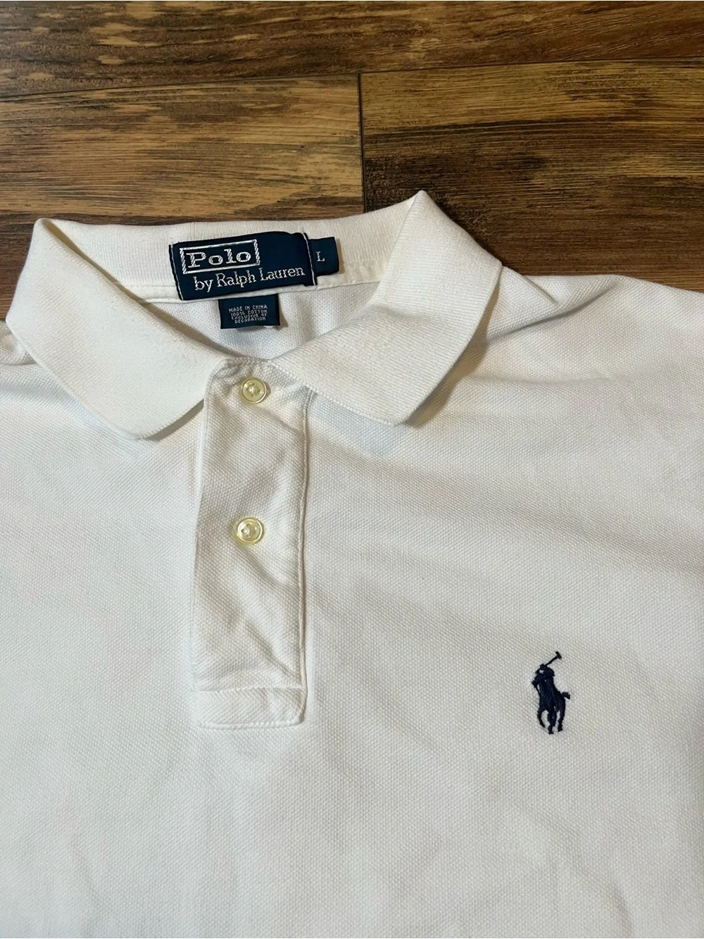 Vintage Polo Ralph Lauren Polo Mens Large White Pony Logo Short Sleeve Cotton